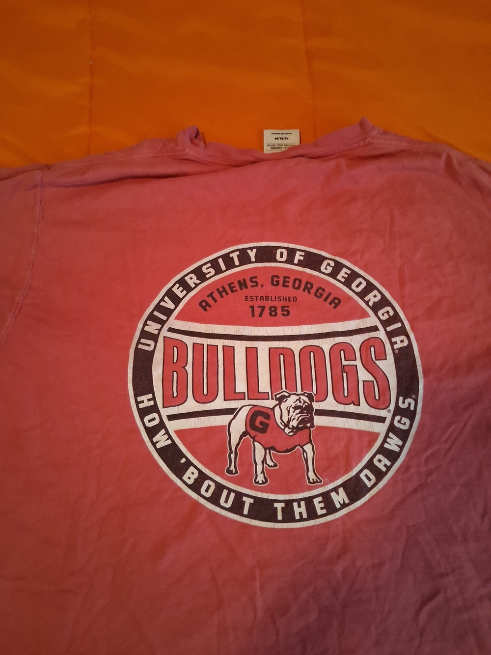 Vintage University Of Georgia Bullbogs Coral Comfort Wash T-Shirt - Picture 4 of 6
